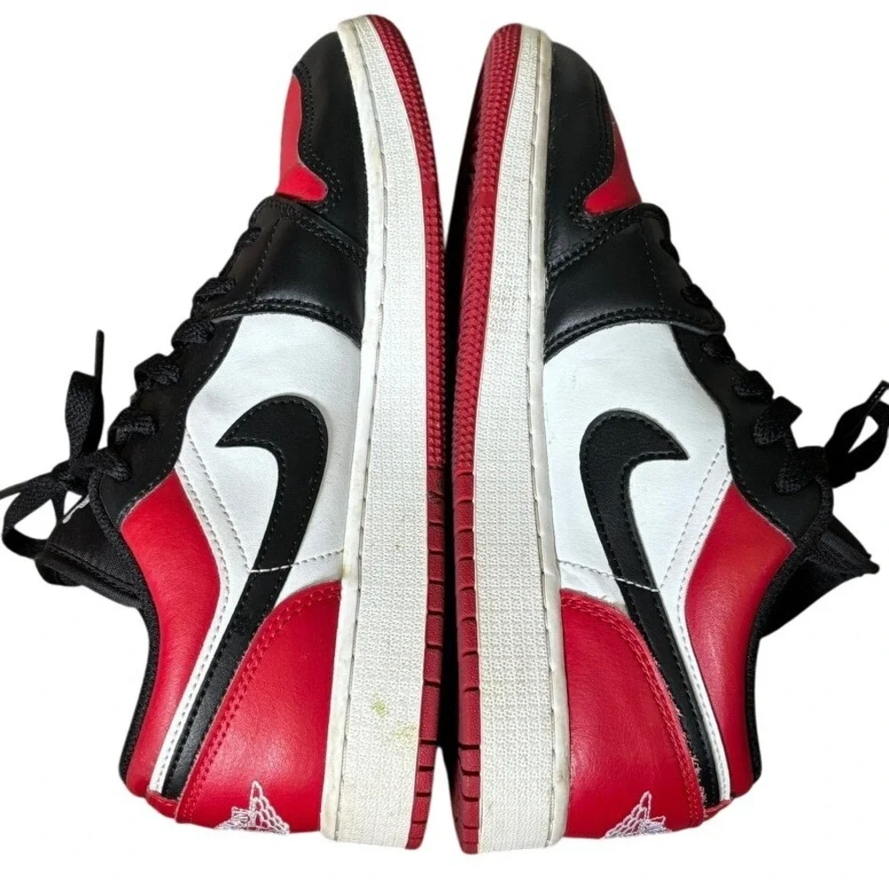 Nike Air Jordan 1 Low Bred Toe White Black Varsity Red Shoes 5.5Y 7 Women's‎